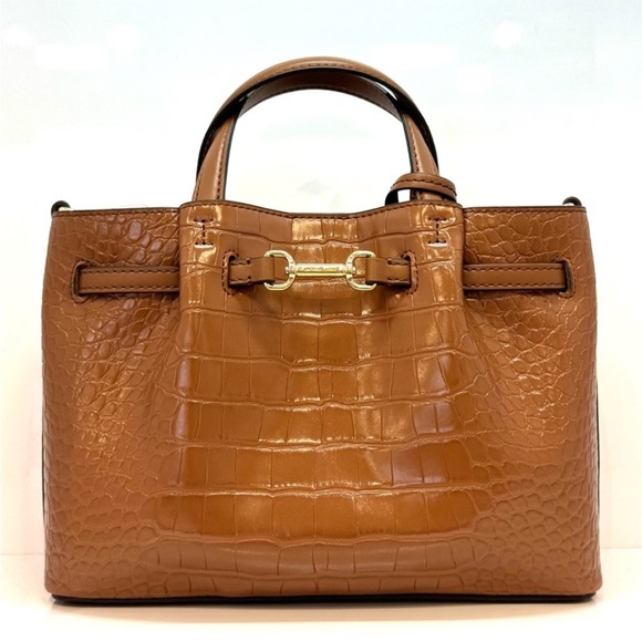 Michael Kors Carson Small Crocodile Embossed Satchel Bag Luggage - Picture 1 of 10
